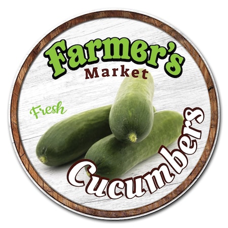 Farmers Market Cucumbers Circle Corrugated Plastic Sign